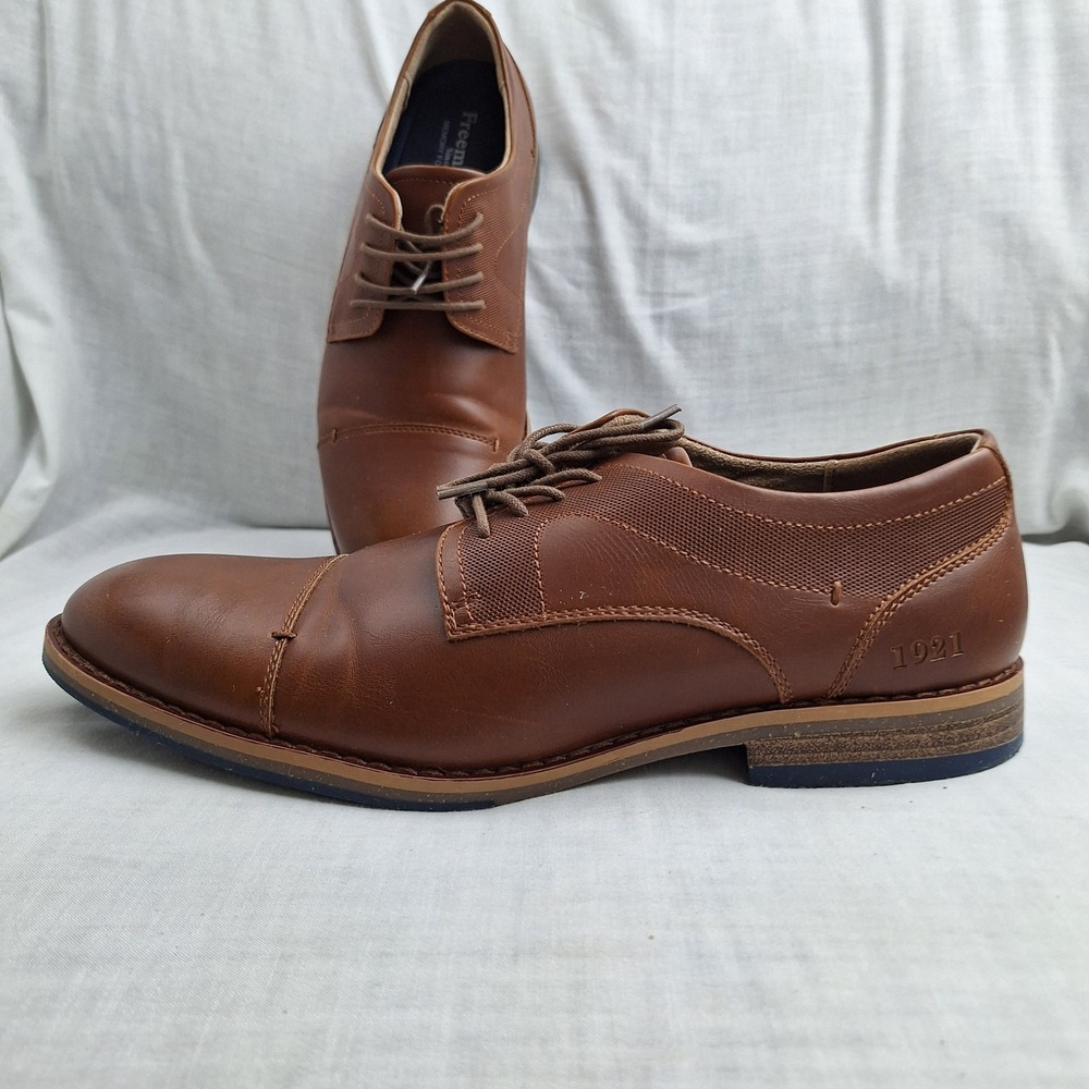 Shoes Synthetic Leather Freeman Brown 10.5W Cap Toe Oxford Layton Mens F220088